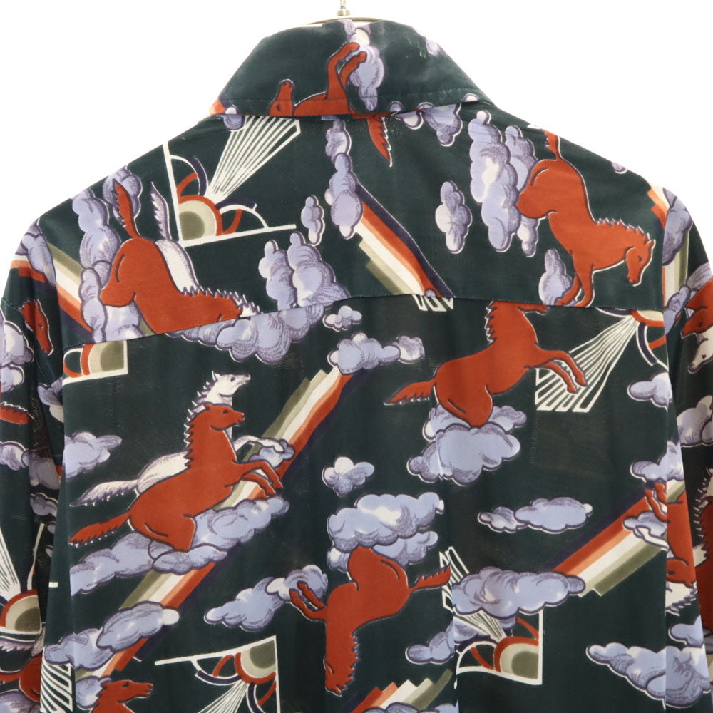 Designerschoice 70s ヴィンテージ 総柄 長袖 シャツ グリーン系 メンズ