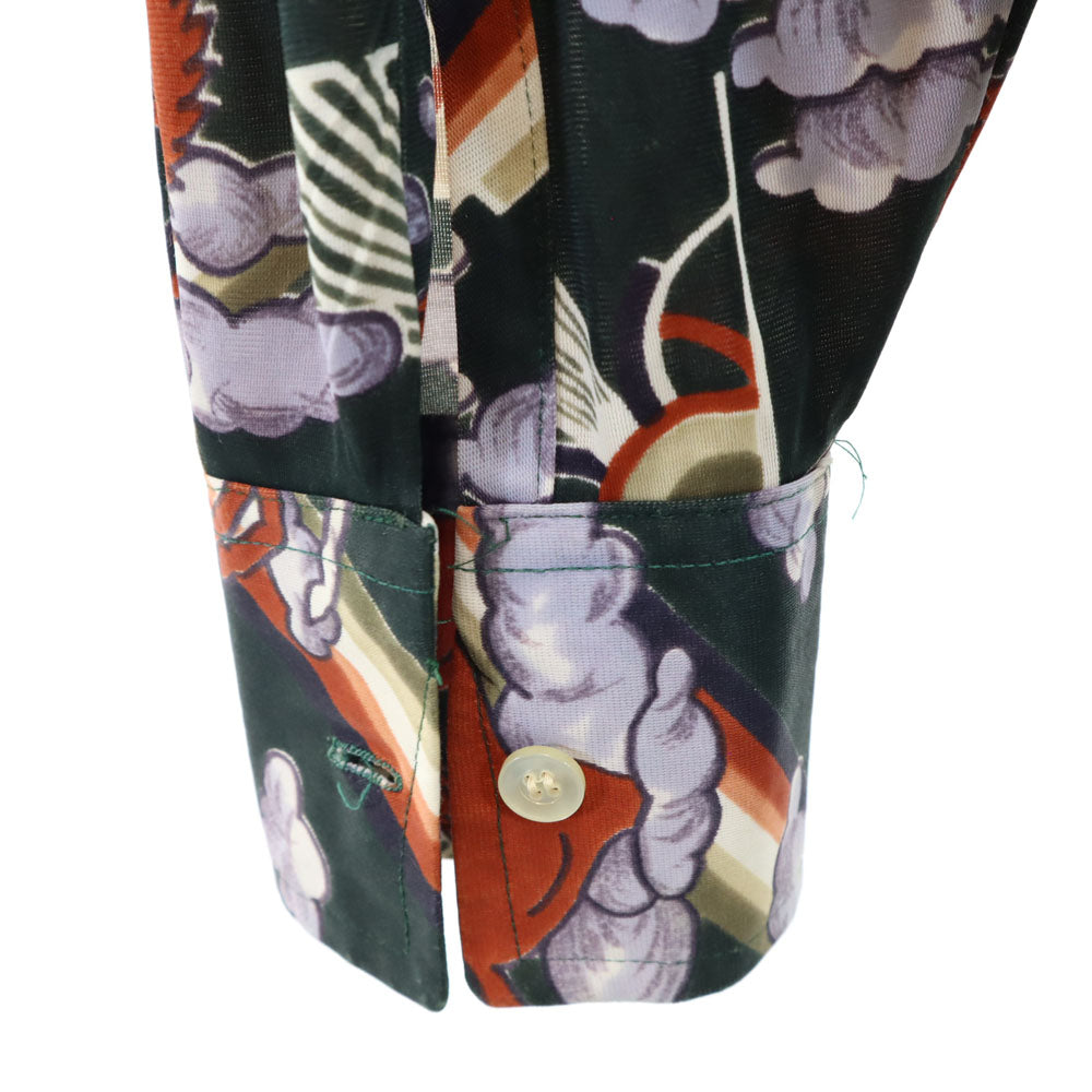 Designerschoice 70s ヴィンテージ 総柄 長袖 シャツ グリーン系 メンズ