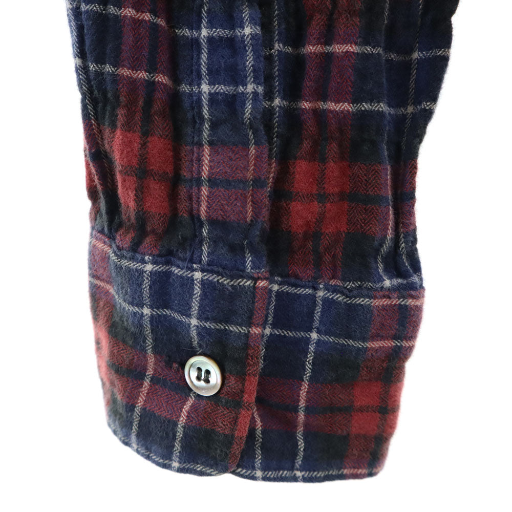 COMME des GARCONS HOMME コムデギャルソンオム 2009年 00s 日本製 チェック柄 長袖 ワッシャー加工 ソフトオックスフォード切替 ネルシャツ S ネイビー 他 メンズ