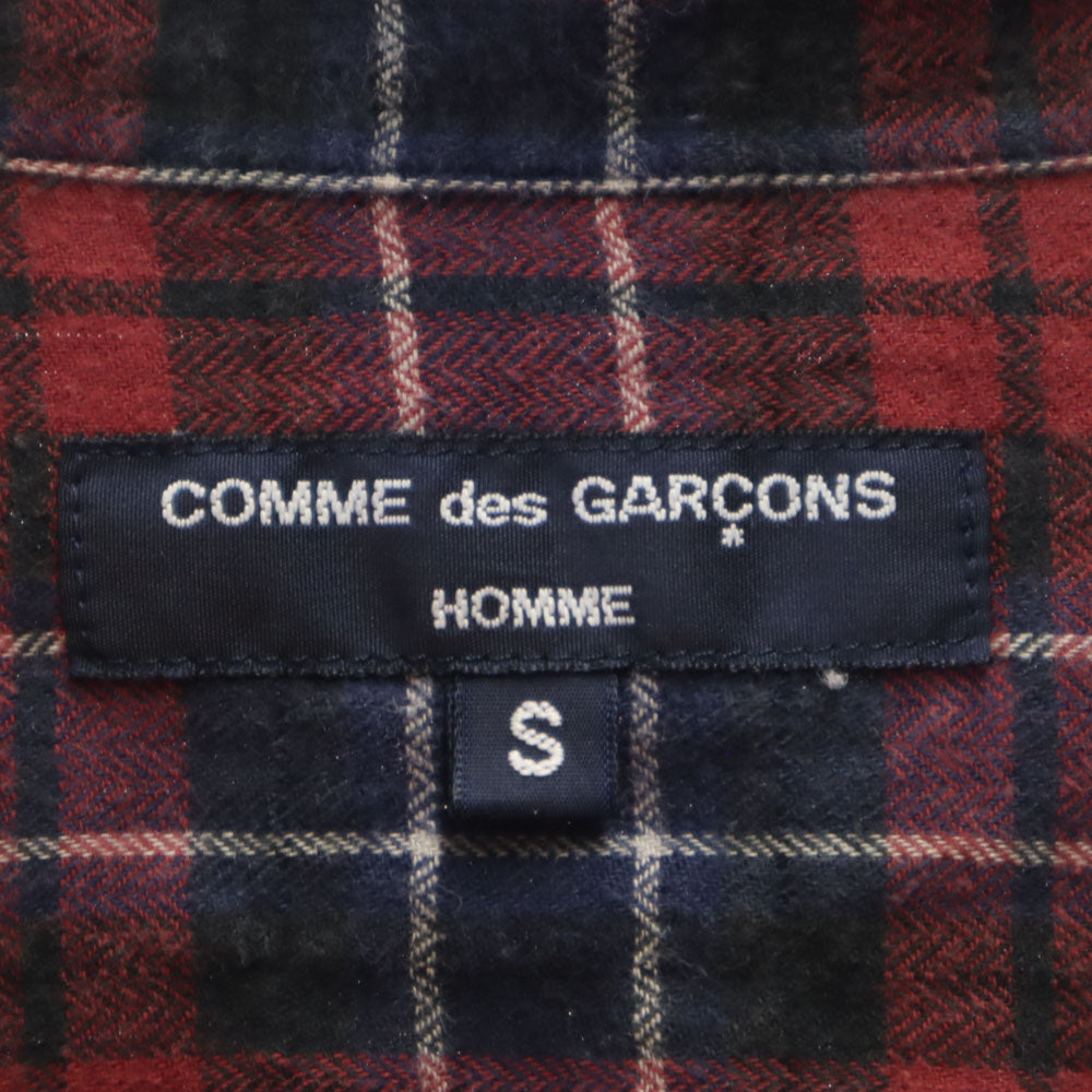 COMME des GARCONS HOMME コムデギャルソンオム 2009年 00s 日本製 チェック柄 長袖 ワッシャー加工 ソフトオックスフォード切替 ネルシャツ S ネイビー 他 メンズ
