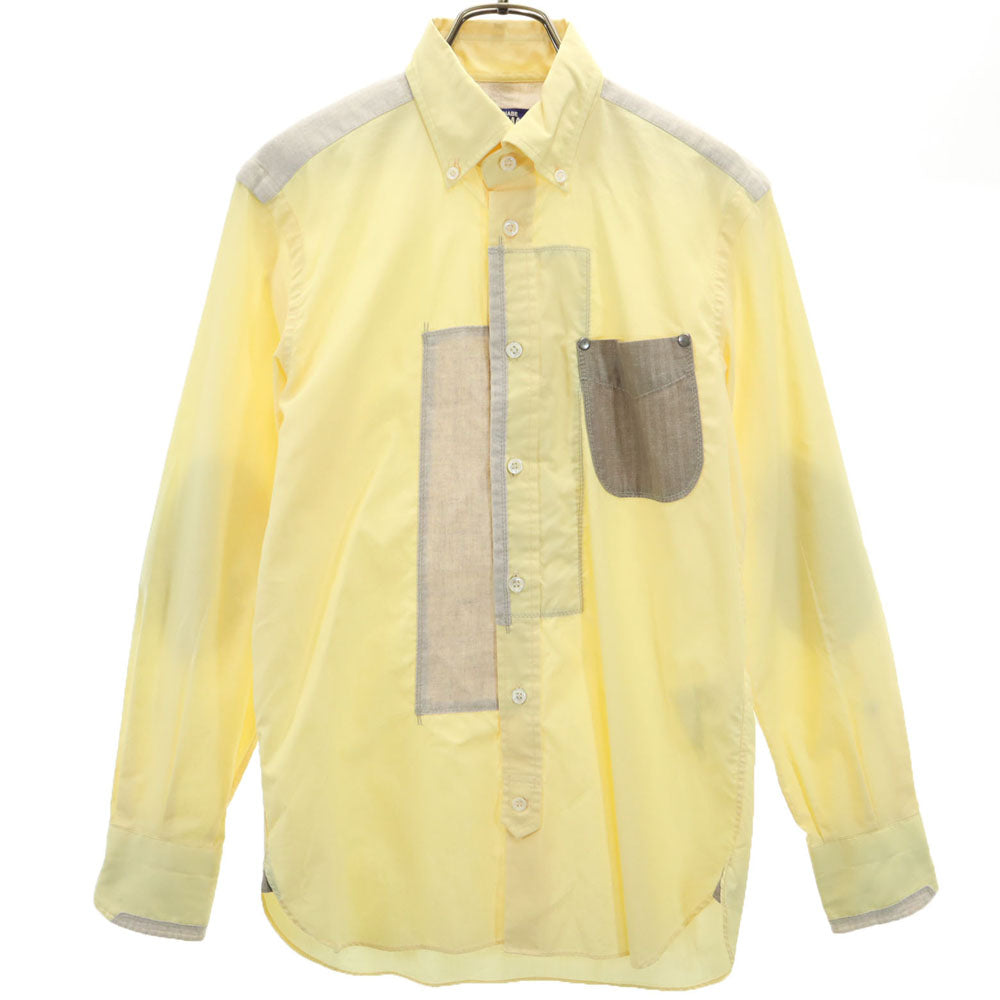 ジュンヤワタナベコムデギャルソンマン 2013年 日本製 長袖 ボタンダウンシャツ XS イエロー JUNYA WATANABE COMME des GARCONS MAN エルボーパッチ メンズ
