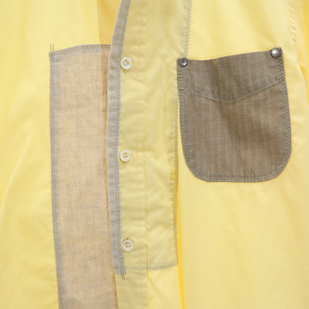 ジュンヤワタナベコムデギャルソンマン 2013年 日本製 長袖 ボタンダウンシャツ XS イエロー JUNYA WATANABE COMME des GARCONS MAN エルボーパッチ メンズ