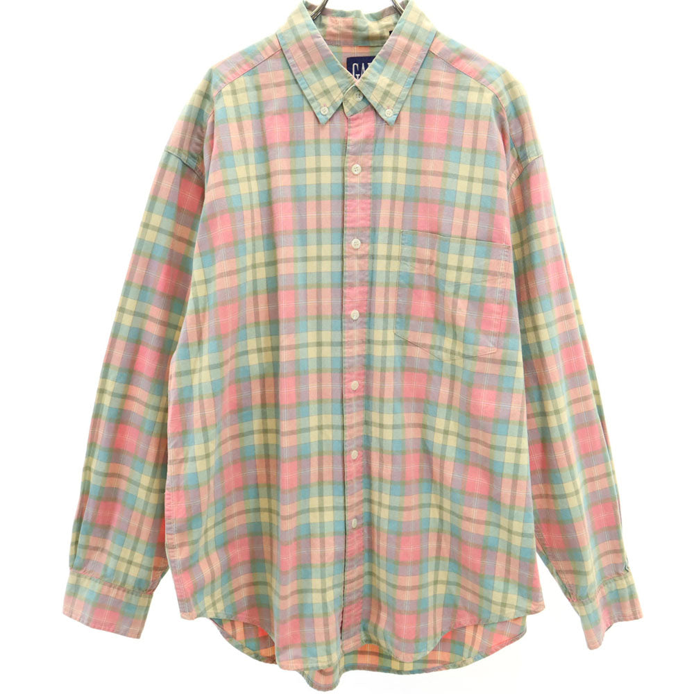 ギャップ 90s オールド チェック柄 長袖 ボタンダウンシャツ L ピンク 他 GAP メンズ