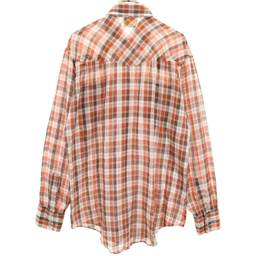 P.J.western wear 80s ヴィンテージ チェック柄 長袖 ウエスタンシャツ M ブラウン 他 メンズ