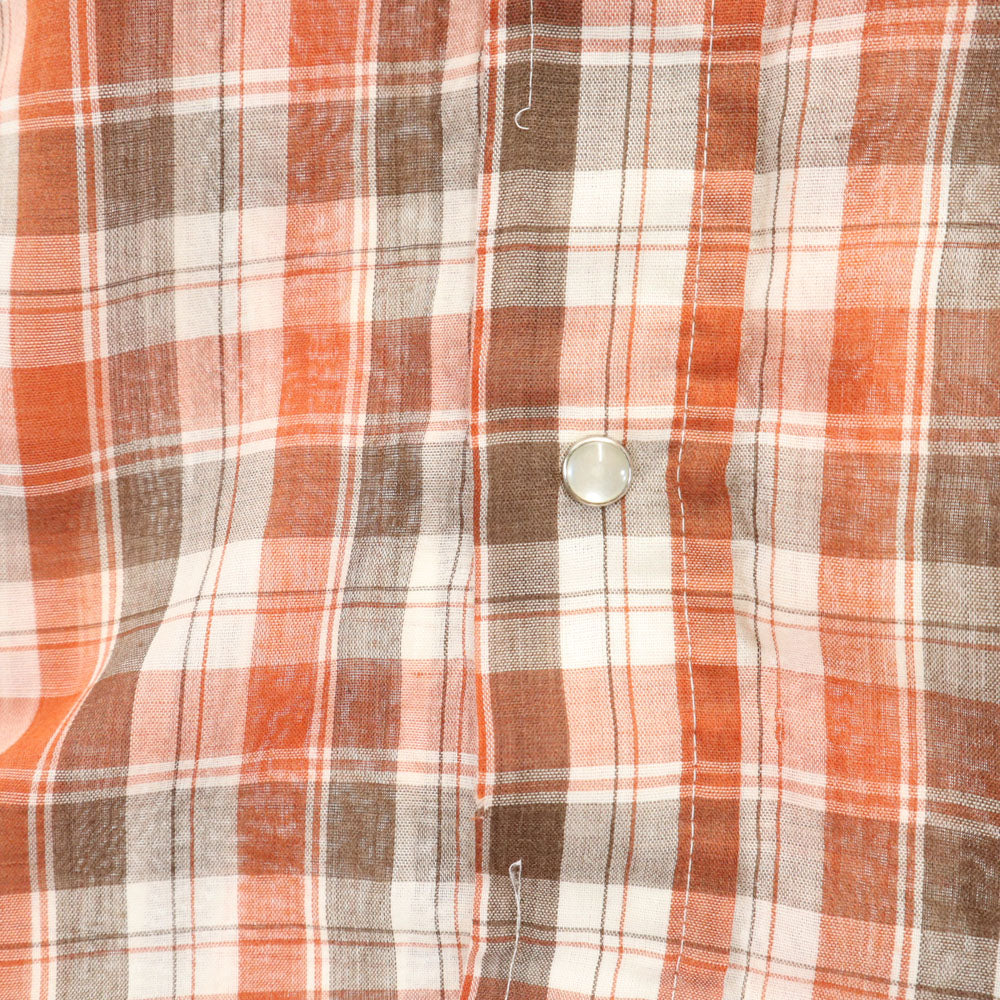 P.J.western wear 80s ヴィンテージ チェック柄 長袖 ウエスタンシャツ M ブラウン 他 メンズ