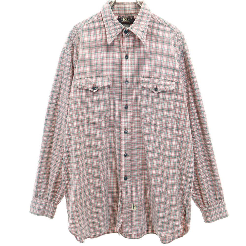 RRL 90s 初期タグ 赤3星 オールド チェック柄 長袖 シャツ M レッド系 ダブルアールエル RALPH LAUREN ラルフローレン メンズ