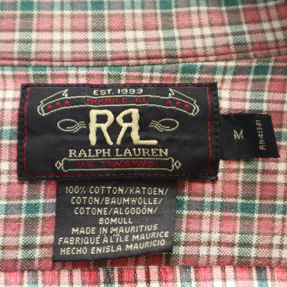 RRL 90s 初期タグ 赤3星 オールド チェック柄 長袖 シャツ M レッド系 ダブルアールエル RALPH LAUREN ラルフローレン メンズ