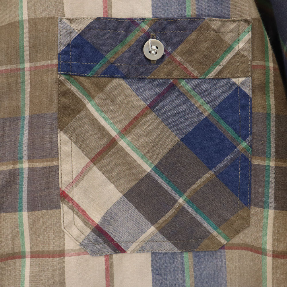 キングスポーツ 60s 70s ヴィンテージ チェック柄 長袖 シャツ S ブラウン系 メンズ