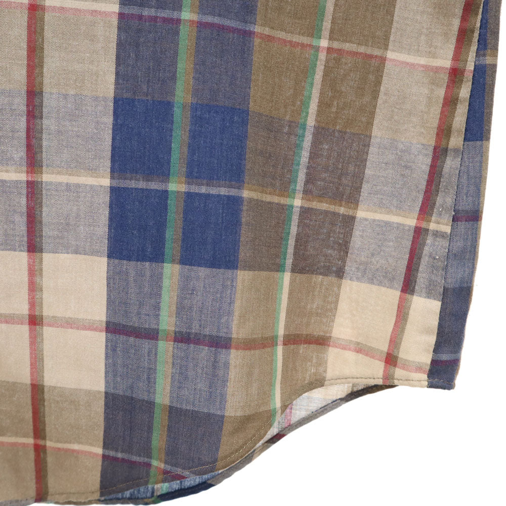 キングスポーツ 60s 70s ヴィンテージ チェック柄 長袖 シャツ S ブラウン系 メンズ