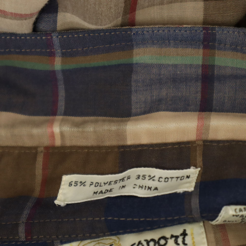 キングスポーツ 60s 70s ヴィンテージ チェック柄 長袖 シャツ S ブラウン系 メンズ