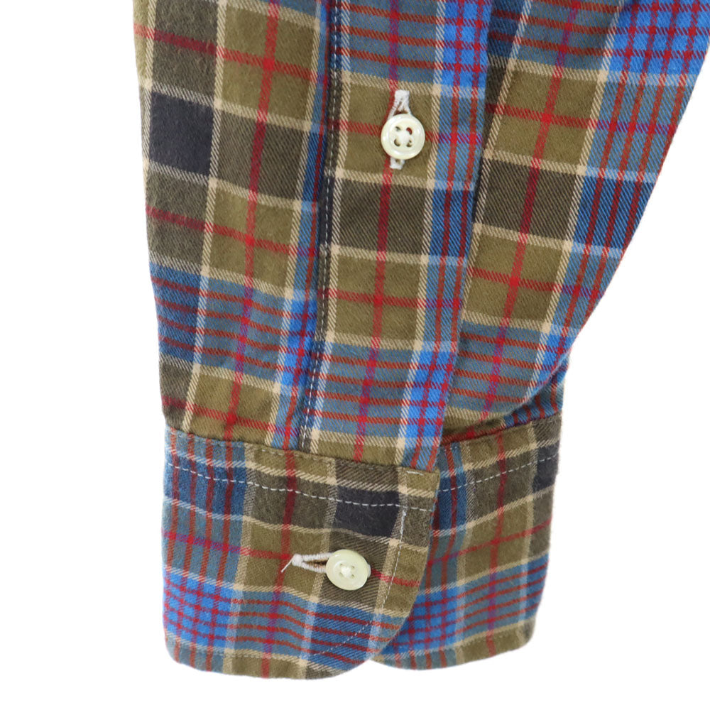 COMME des GARCONS HOMME コムデギャルソンオム 2013年 USA製 インディビジュアライズトシャツ コラボ チェック柄 長袖 ボタンダウンシャツ S カーキブラウン系 xINDIVIDUALIZED SHIRT メンズ