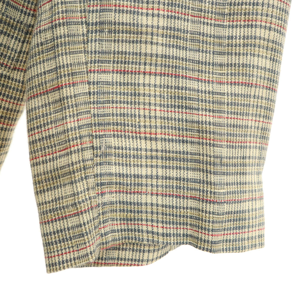 Givenchy ジバンシー 90s リネン オールド チェック柄 ジャケット 9 ブラウン レディース