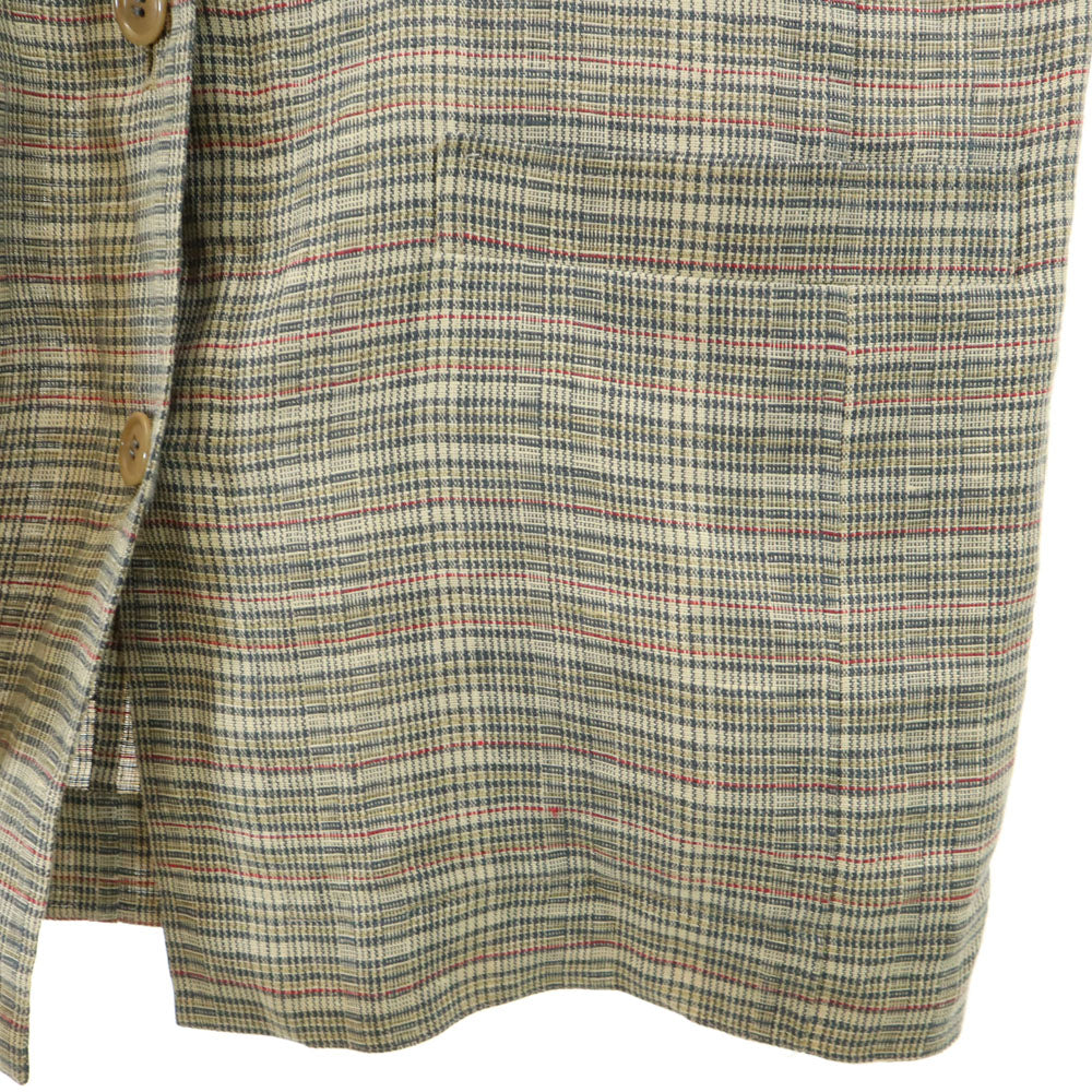 Givenchy ジバンシー 90s リネン オールド チェック柄 ジャケット 9 ブラウン レディース