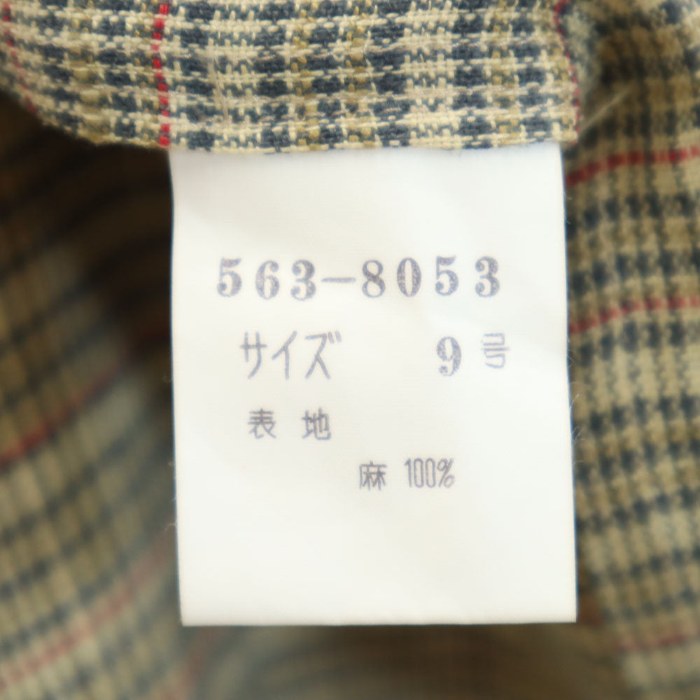 Givenchy ジバンシー 90s リネン オールド チェック柄 ジャケット 9 ブラウン レディース