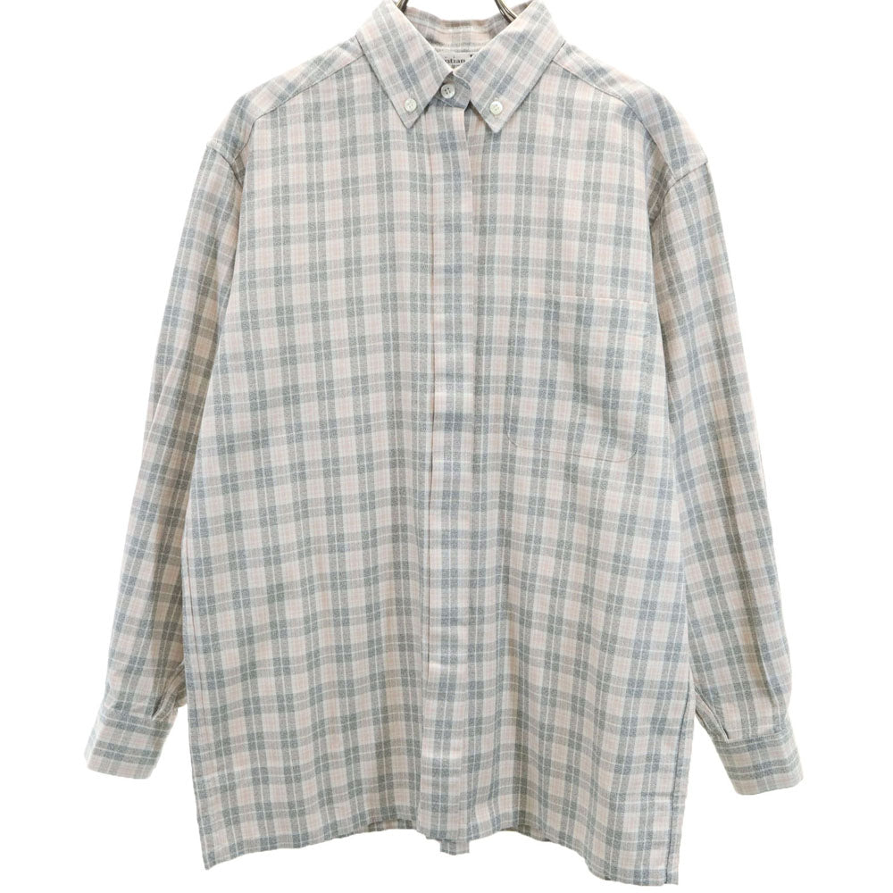 Christian Dior クリスチャンディオール 90s オールド チェック柄 長袖 ボタンダウンシャツ M ピンク系 レディース
