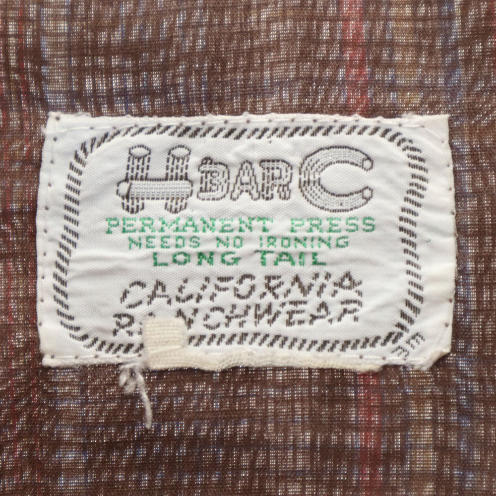 H BAR C エイチバーシー 70s ヴィンテージ 長袖 ウエスタンシャツ ブラウン系 メンズ