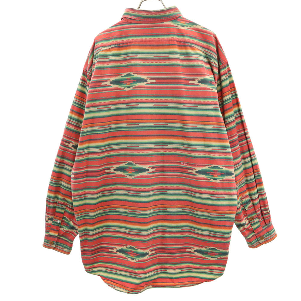 ポロバイラルフローレン チマヨ柄 長袖 シャツ XL レッド系 Polo by Ralph Lauren オルテガ メンズ