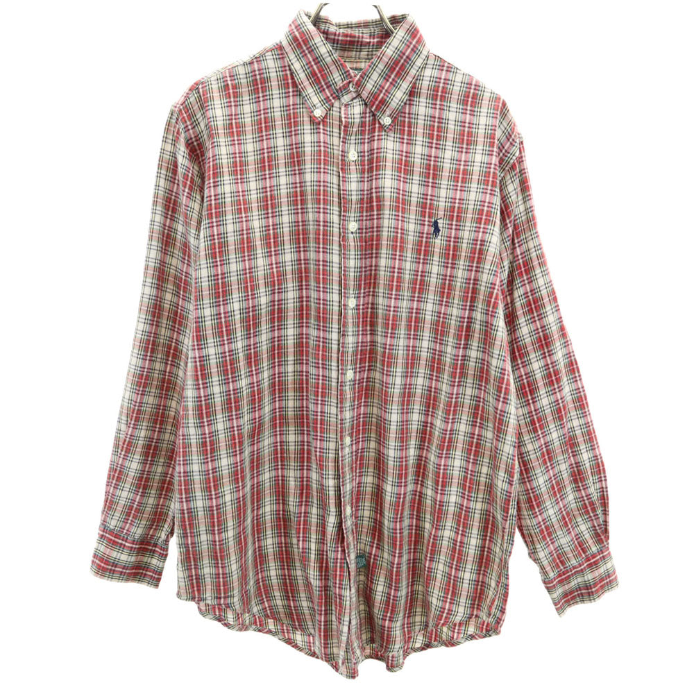 POLO COUNTRY ポロカントリー 80s 90s オールド チェック 長袖 ボタンダウンシャツ S レッド系 ラルフローレン メンズ
