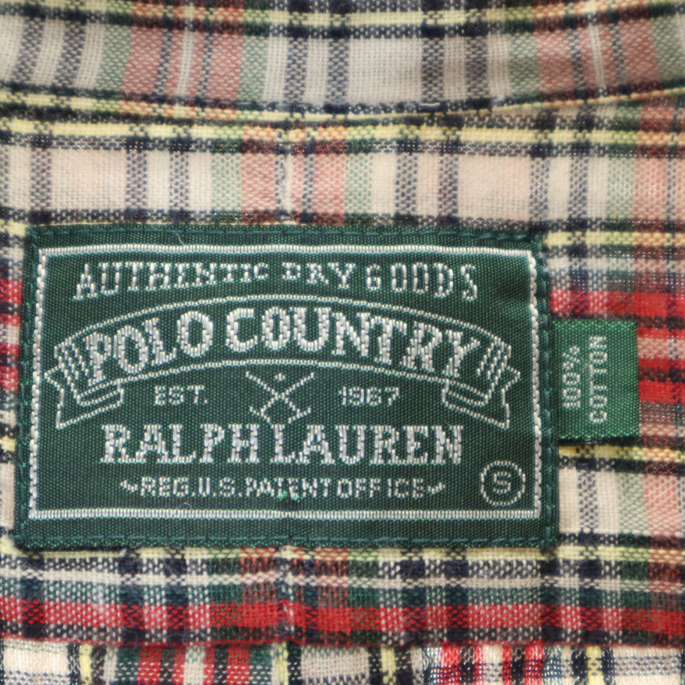 POLO COUNTRY ポロカントリー 80s 90s オールド チェック 長袖 ボタンダウンシャツ S レッド系 ラルフローレン メンズ