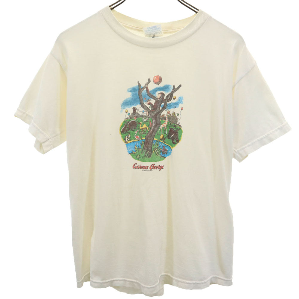 GILDAN ギルダン 90s おさるのジョージ 半袖 Tシャツ L アイボリー系 オールド メンズ