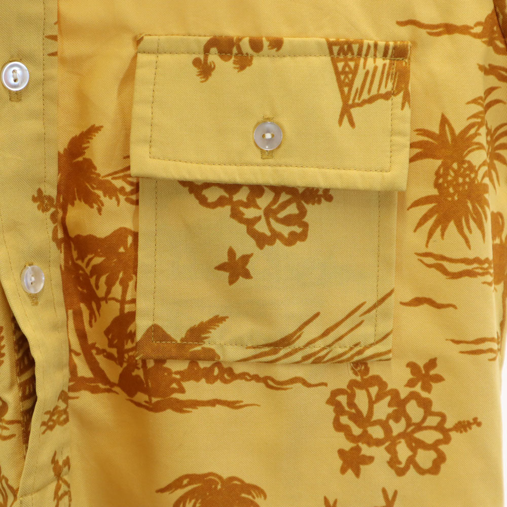 Sears シアーズ 70s ヴィンテージ 総柄 半袖 プルオーバー アロハシャツ マスタード HAWAII メンズ