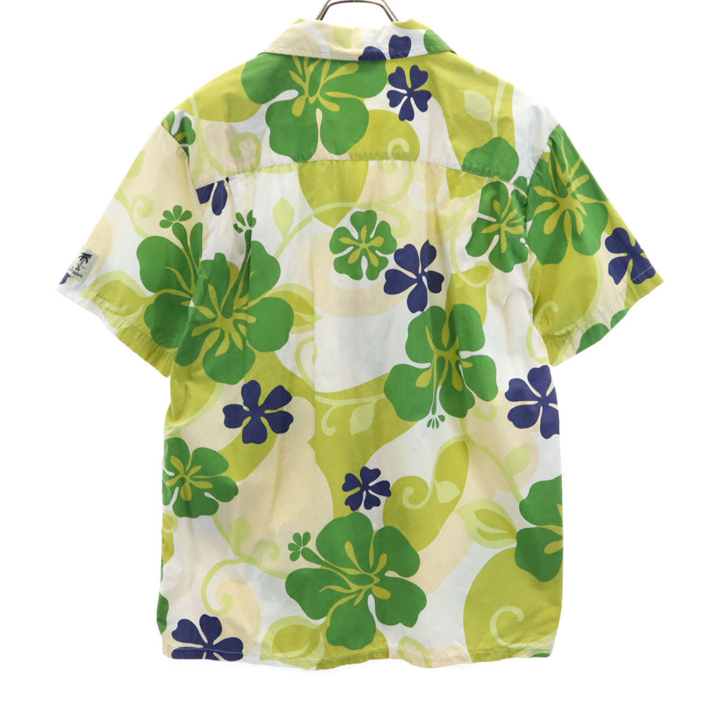 ストラクチャー ハイビスカス柄 半袖 オープンカラー アロハシャツ グリーン 他 STRUCTURE メンズ