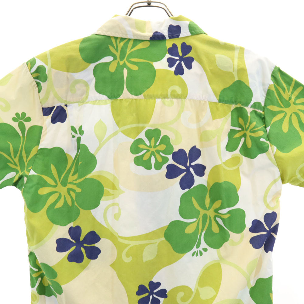 ストラクチャー ハイビスカス柄 半袖 オープンカラー アロハシャツ グリーン 他 STRUCTURE メンズ