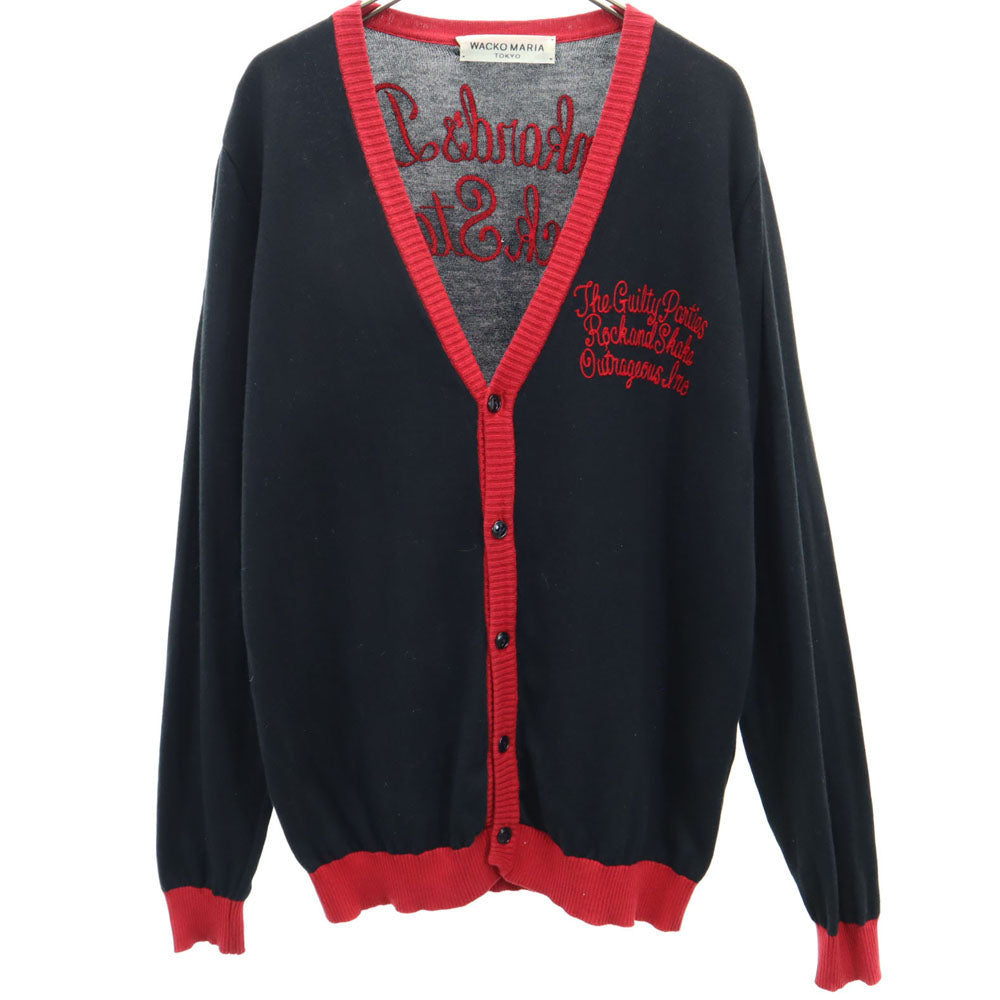 WACKO MARIA ワコマリア 日本製 長袖 Vネック ニットカーディガン M ブラック メンズ