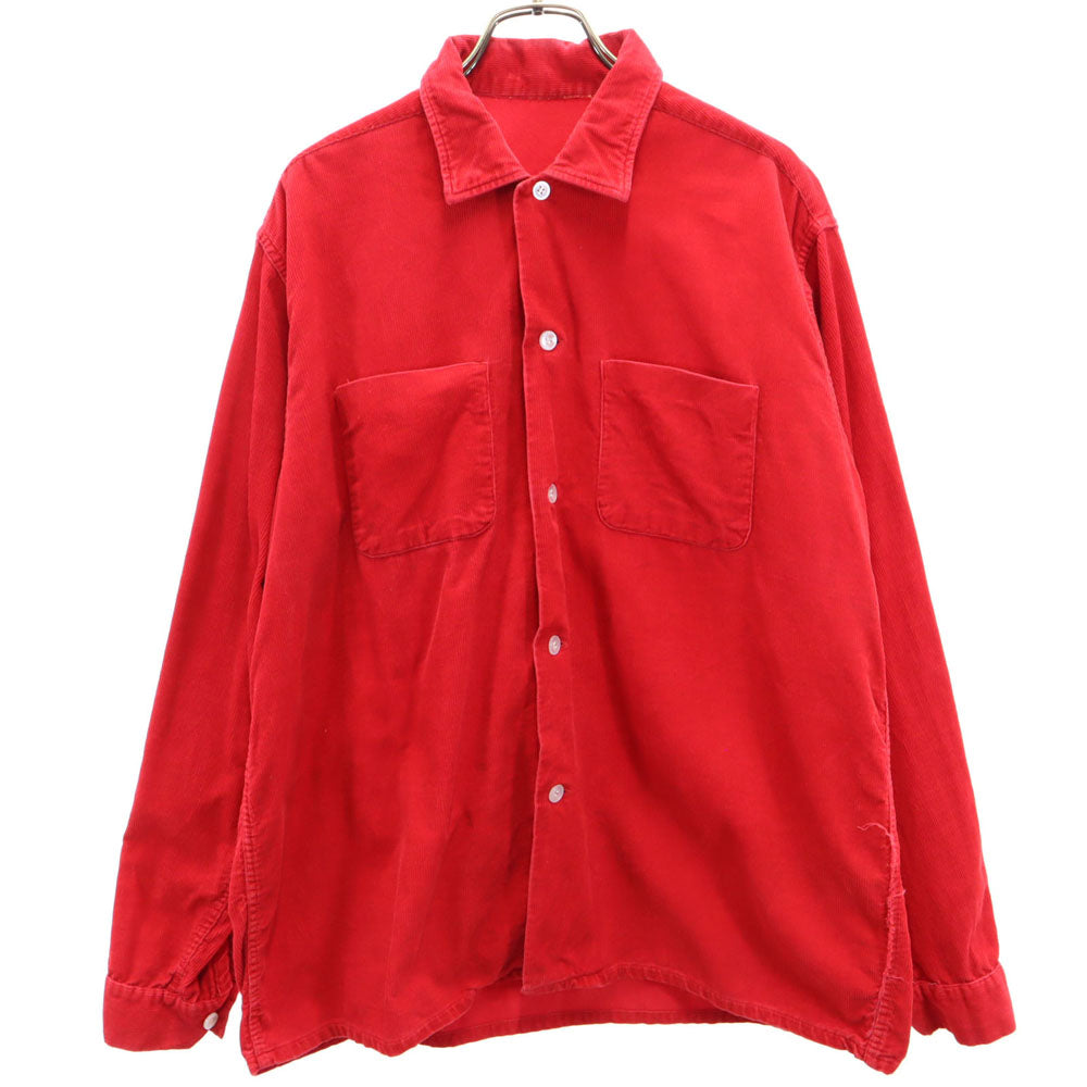 クランブルック 50s 長袖 コーデュロイシャツ L レッド メンズ