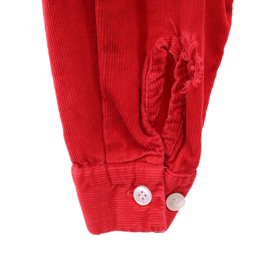 クランブルック 50s 長袖 コーデュロイシャツ L レッド メンズ