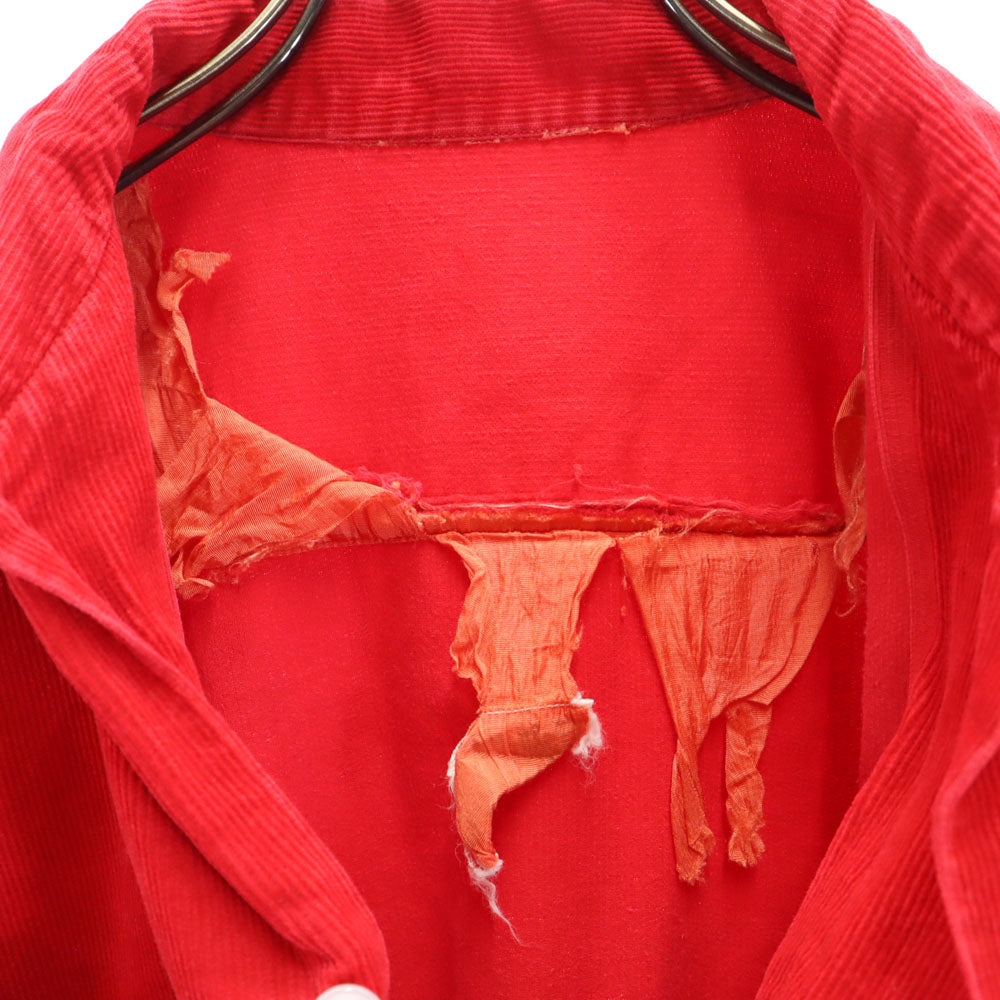 クランブルック 50s 長袖 コーデュロイシャツ L レッド メンズ