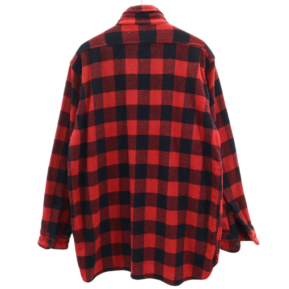 パワーハウス 60s 70s バッファローチェック 長袖 ヘビーネル シャツ レッド オールド ヴィンテージ マチ付き メンズ