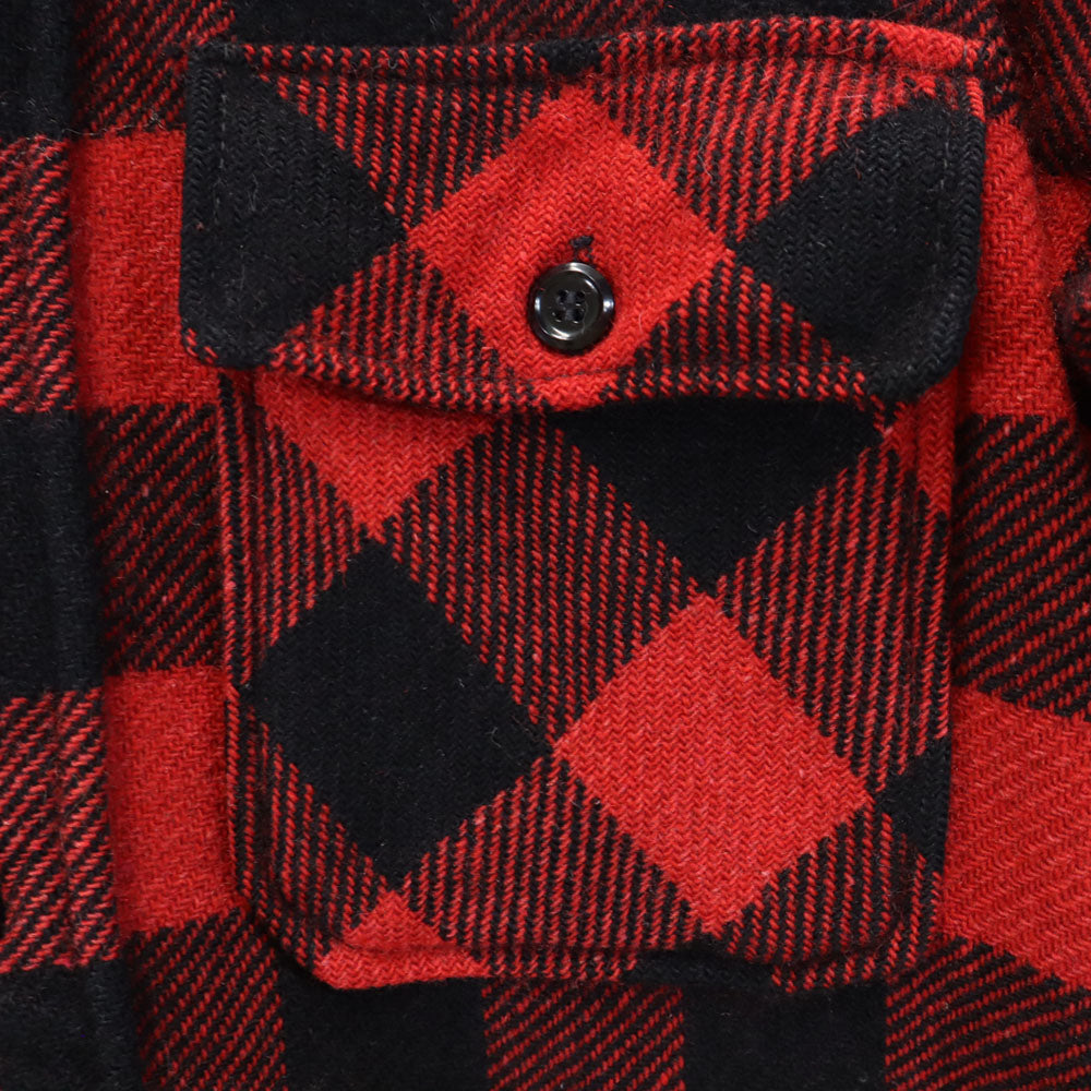 パワーハウス 60s 70s バッファローチェック 長袖 ヘビーネル シャツ レッド オールド ヴィンテージ マチ付き メンズ