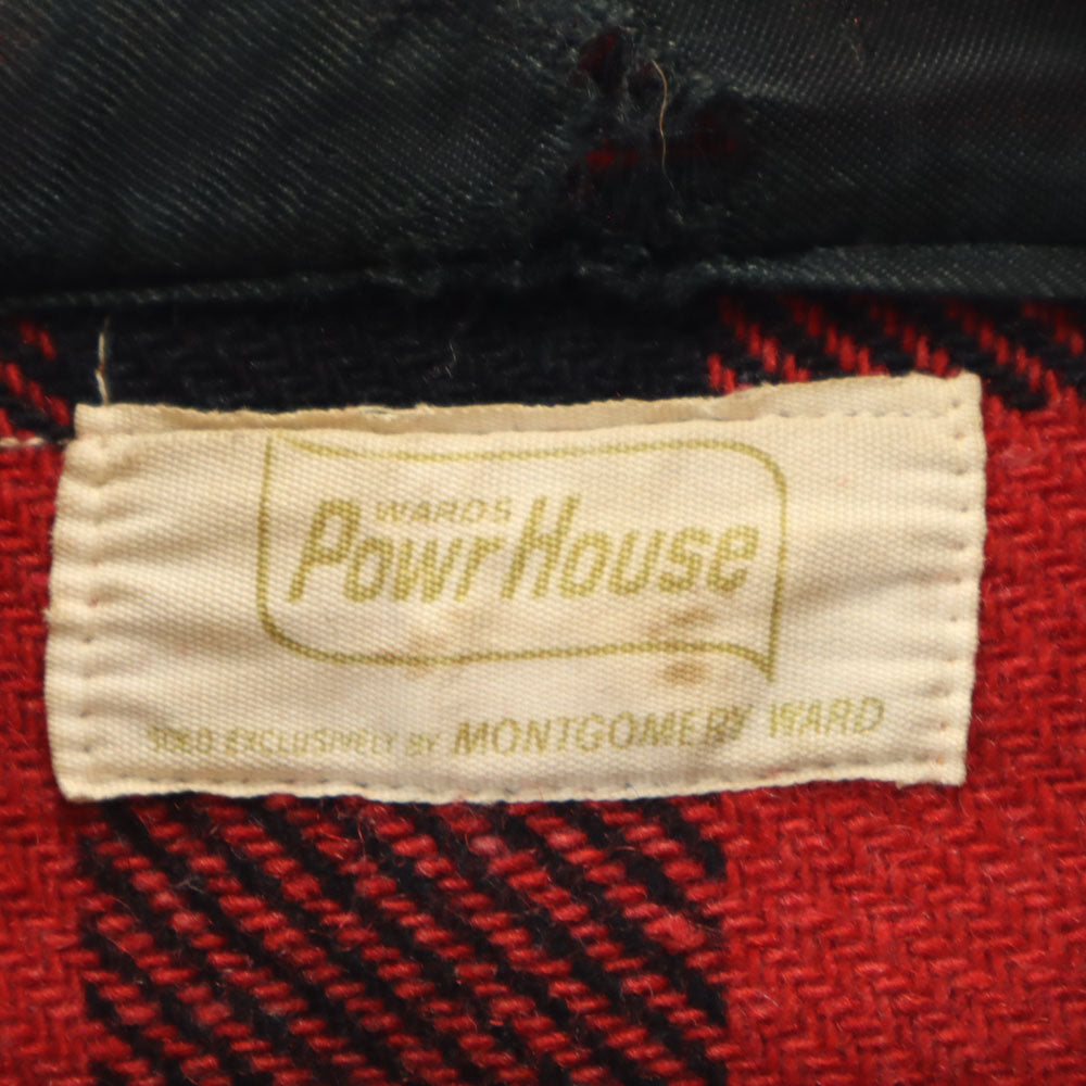 パワーハウス 60s 70s バッファローチェック 長袖 ヘビーネル シャツ レッド オールド ヴィンテージ マチ付き メンズ