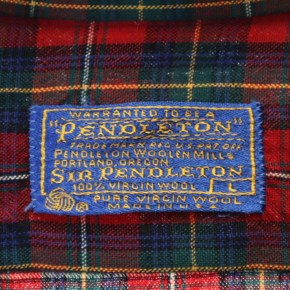 PENDLETON ペンドルトン 70s チェック柄 長袖 ボタンダウンシャツ L レッド 他 オールド ヴィンテージ メンズ