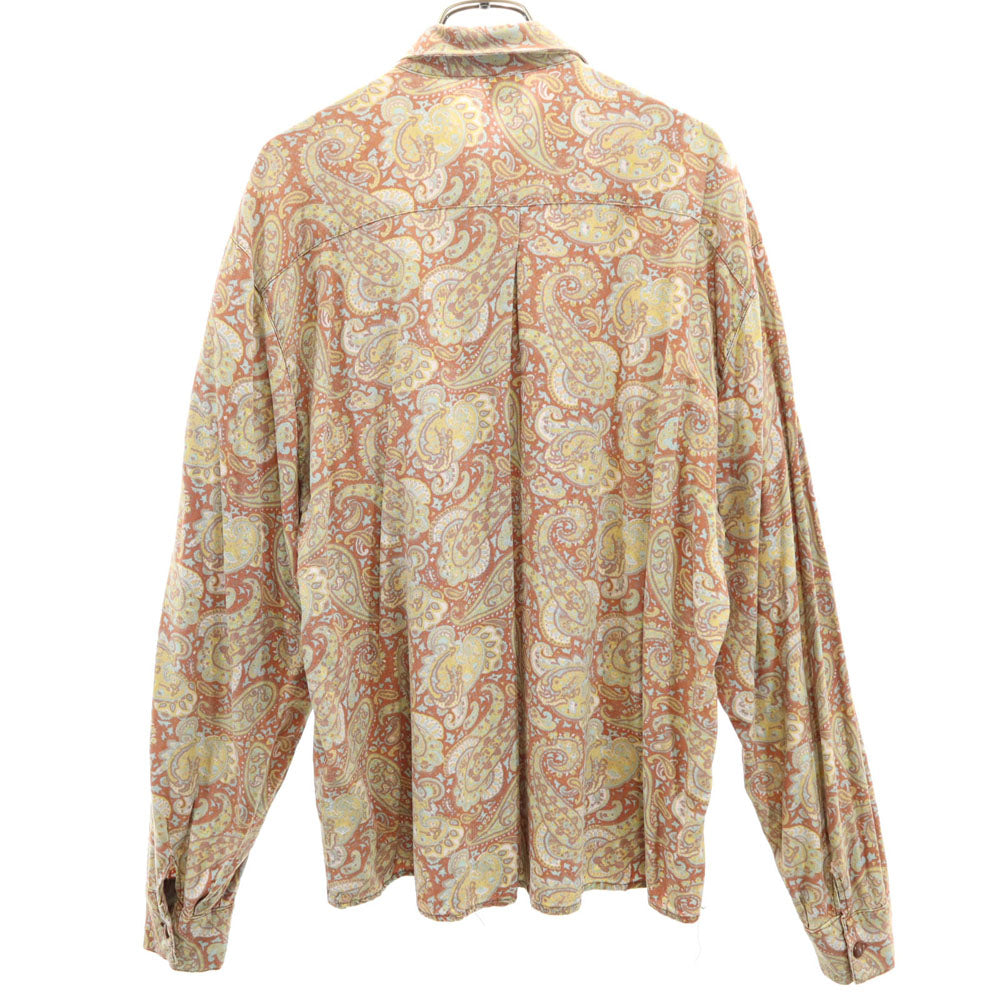 70s ペイズリー柄 長袖 シャツ 44 ブラウン 他 オールド ヴィンテージ メンズ