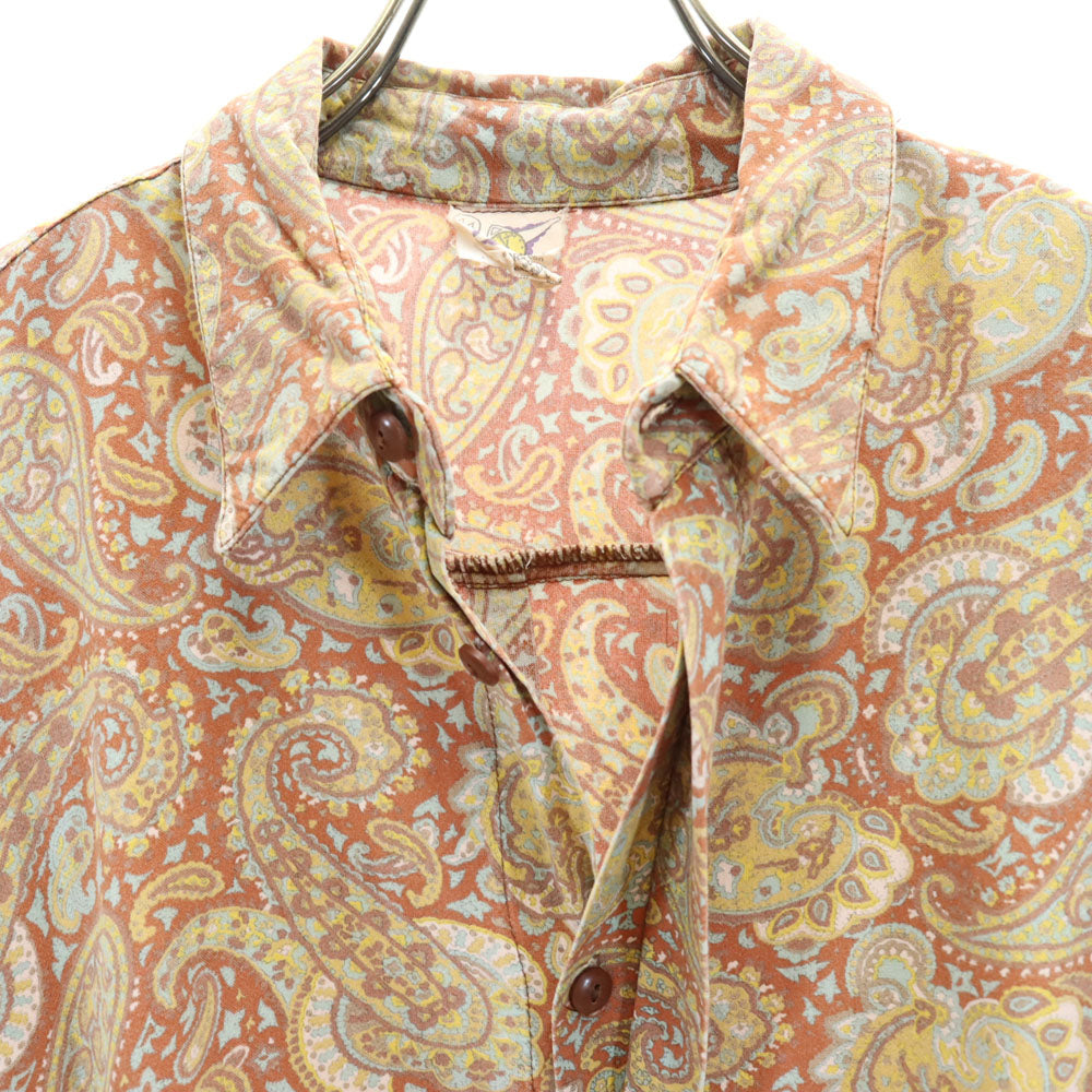 70s ペイズリー柄 長袖 シャツ 44 ブラウン 他 オールド ヴィンテージ メンズ