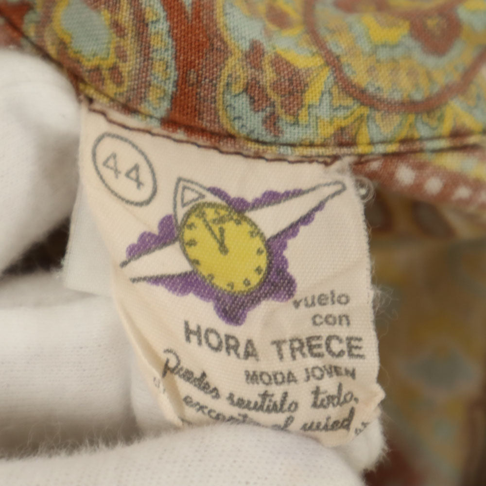 70s ペイズリー柄 長袖 シャツ 44 ブラウン 他 オールド ヴィンテージ メンズ