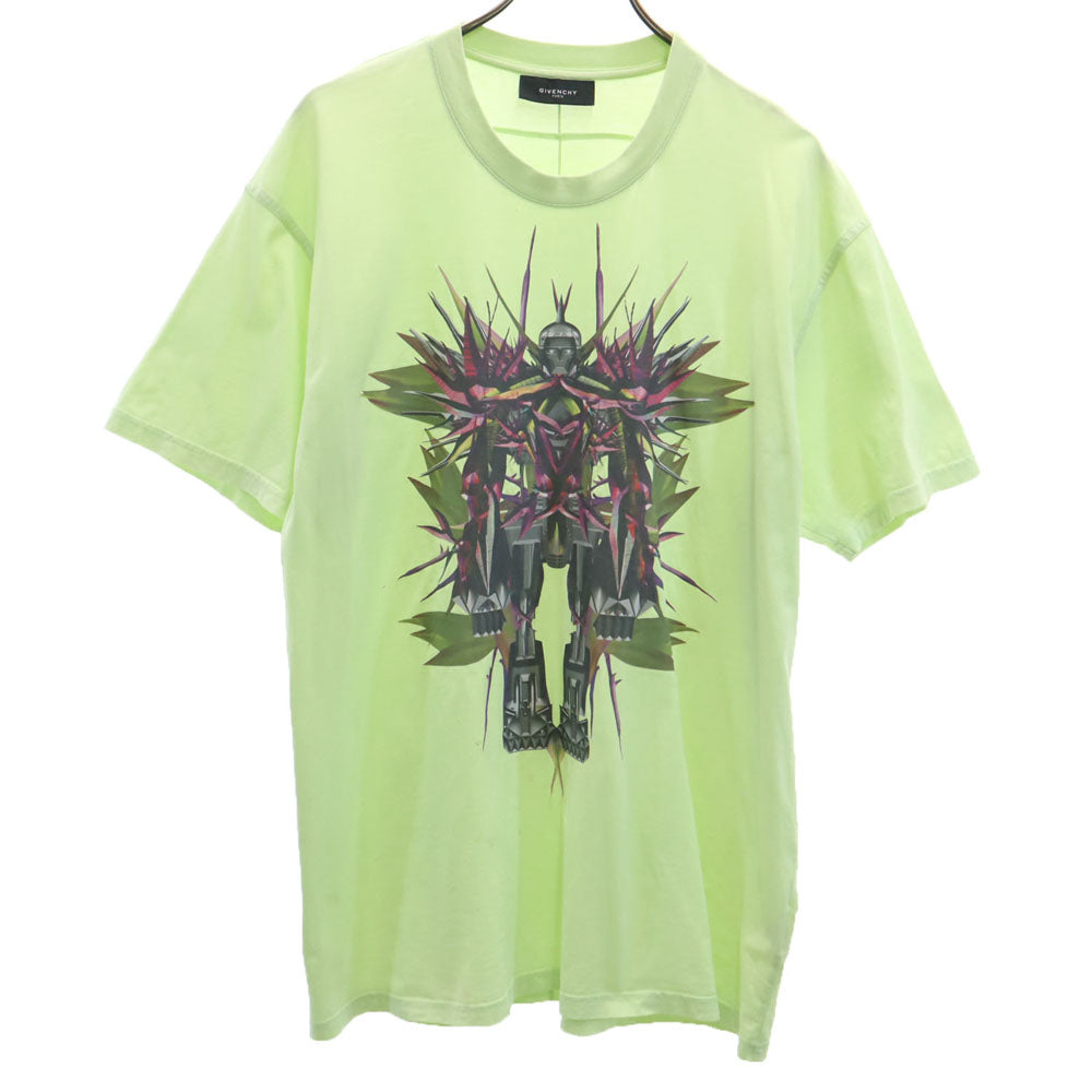 Givenchy ジバンシー ポルトガル製 極楽鳥花 半袖 Tシャツ S ライム PARIS ロボット メンズ