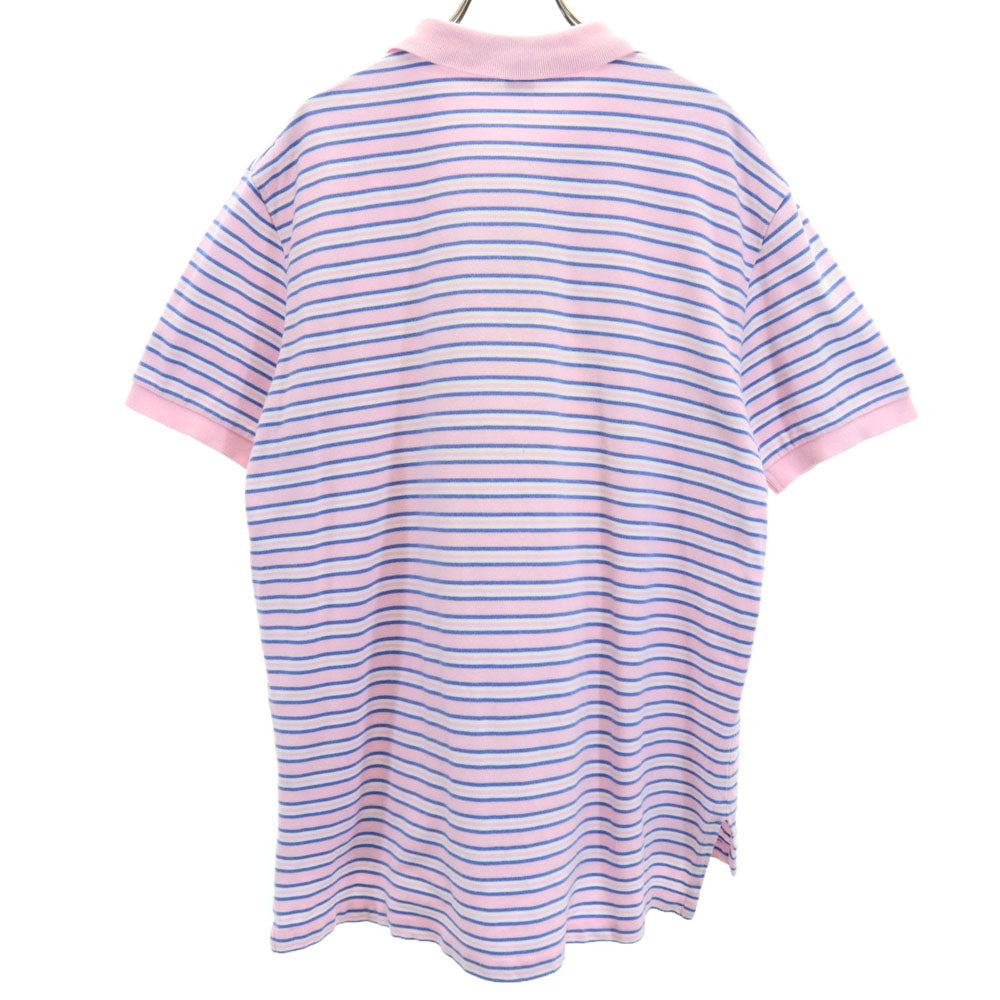 ポロバイラルフローレン ボーダー柄 半袖 ポロシャツ LL ピンク Polo by Ralph Lauren 鹿の子 メンズ