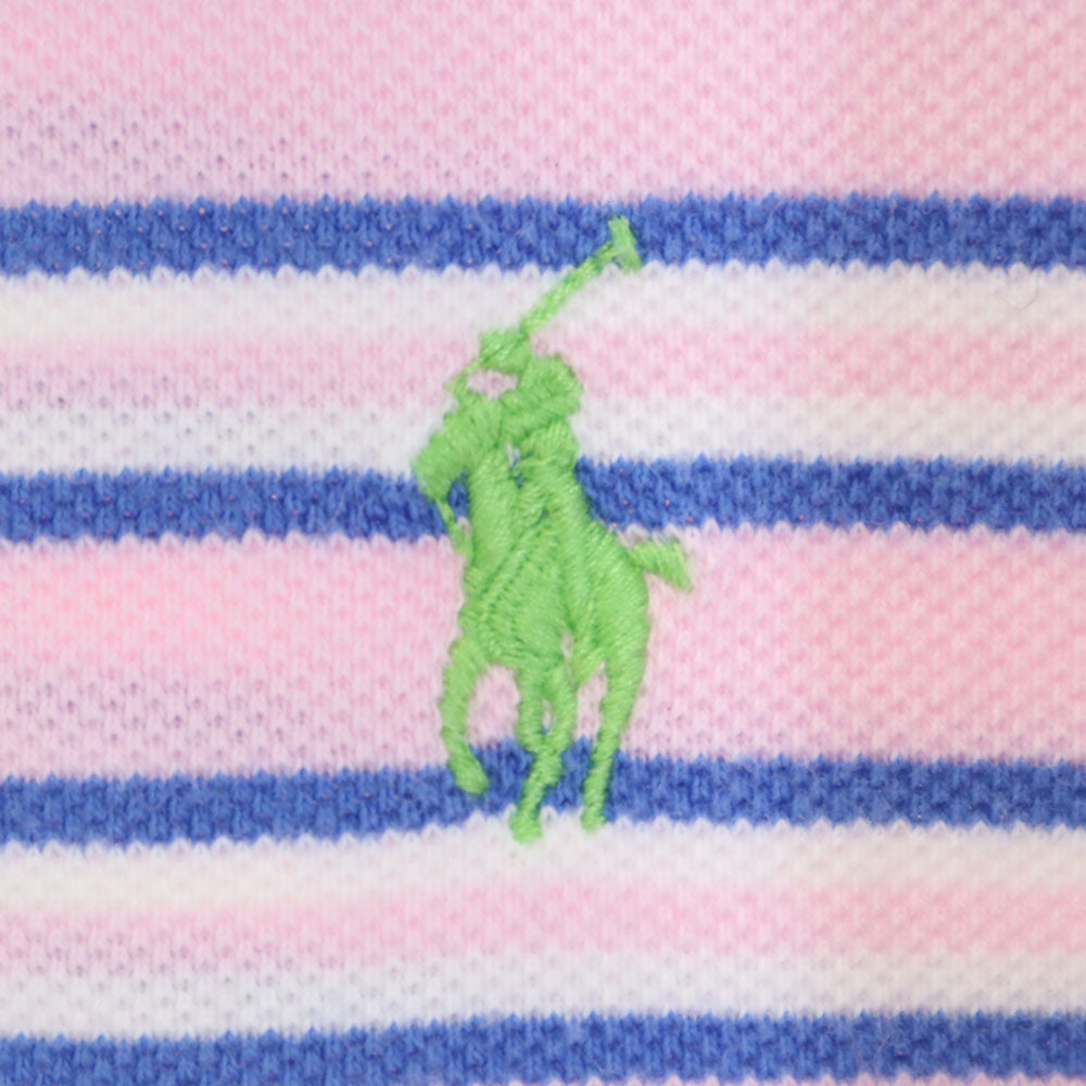 ポロバイラルフローレン ボーダー柄 半袖 ポロシャツ LL ピンク Polo by Ralph Lauren 鹿の子 メンズ