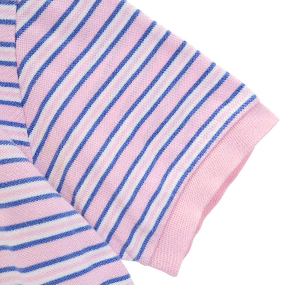 ポロバイラルフローレン ボーダー柄 半袖 ポロシャツ LL ピンク Polo by Ralph Lauren 鹿の子 メンズ