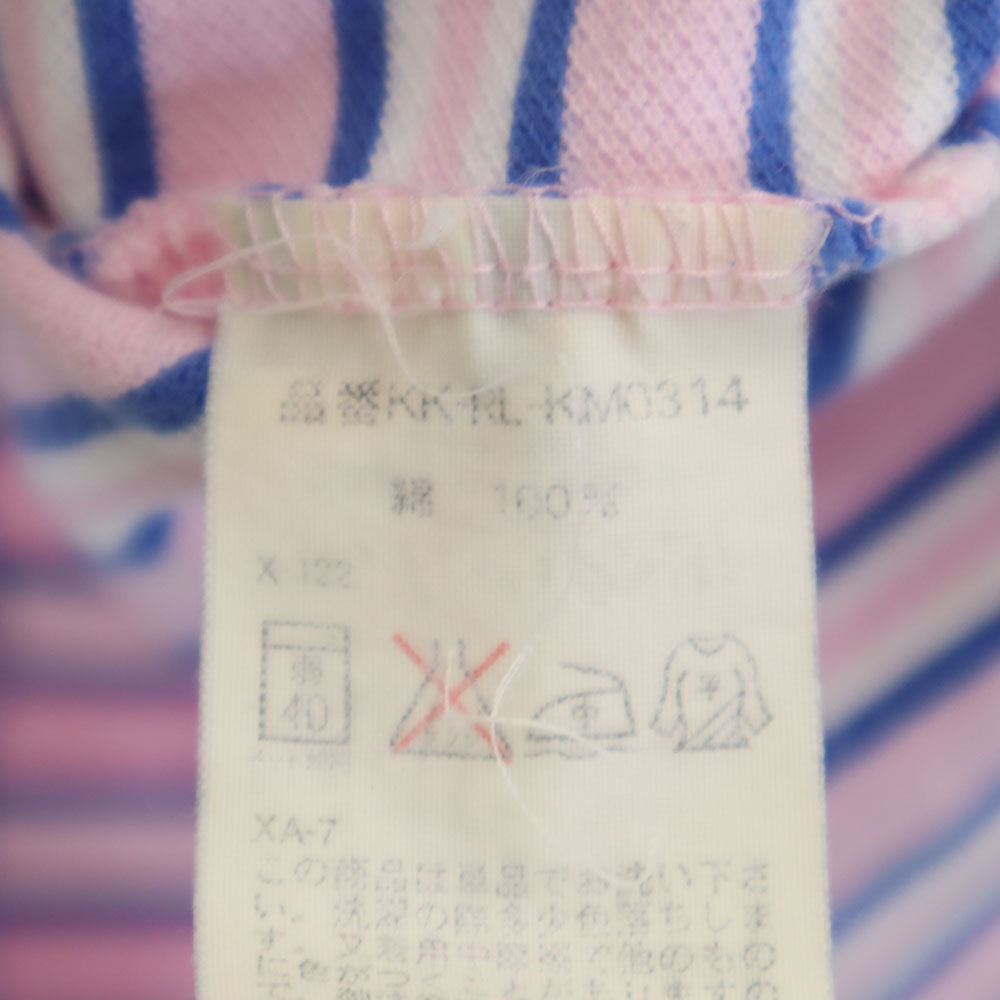 ポロバイラルフローレン ボーダー柄 半袖 ポロシャツ LL ピンク Polo by Ralph Lauren 鹿の子 メンズ