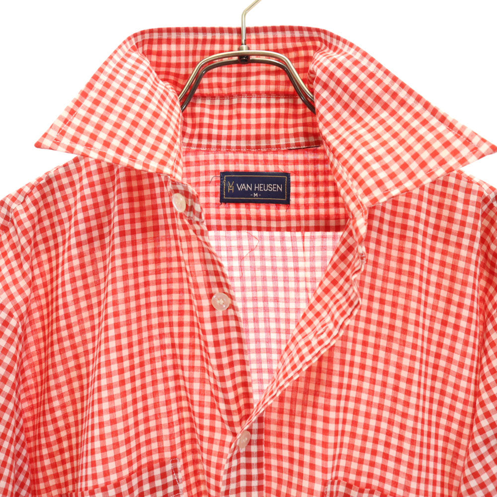 VAN HEUSEN ヴァンヒューゼン 90s ギンガムチェック 長袖 シャツ M レッド 他 オールド メンズ