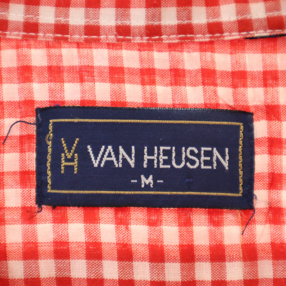 VAN HEUSEN ヴァンヒューゼン 90s ギンガムチェック 長袖 シャツ M レッド 他 オールド メンズ
