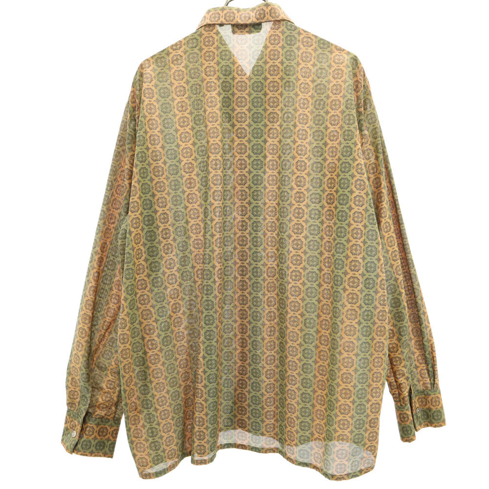 70s 総柄 長袖 シャツ 40 ベージュブラウン 他 オールド ヴィンテージ メンズ