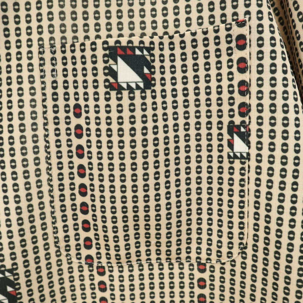 キクヤ 70s 総柄 長袖 シャツ M ベージュ オールド ヴィンテージ メンズ