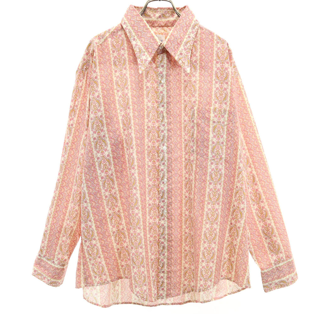 WESTVALE 70s 花柄 長袖 シャツ XL ピンク 他 WESTVALE オールド ヴィンテージ メンズ