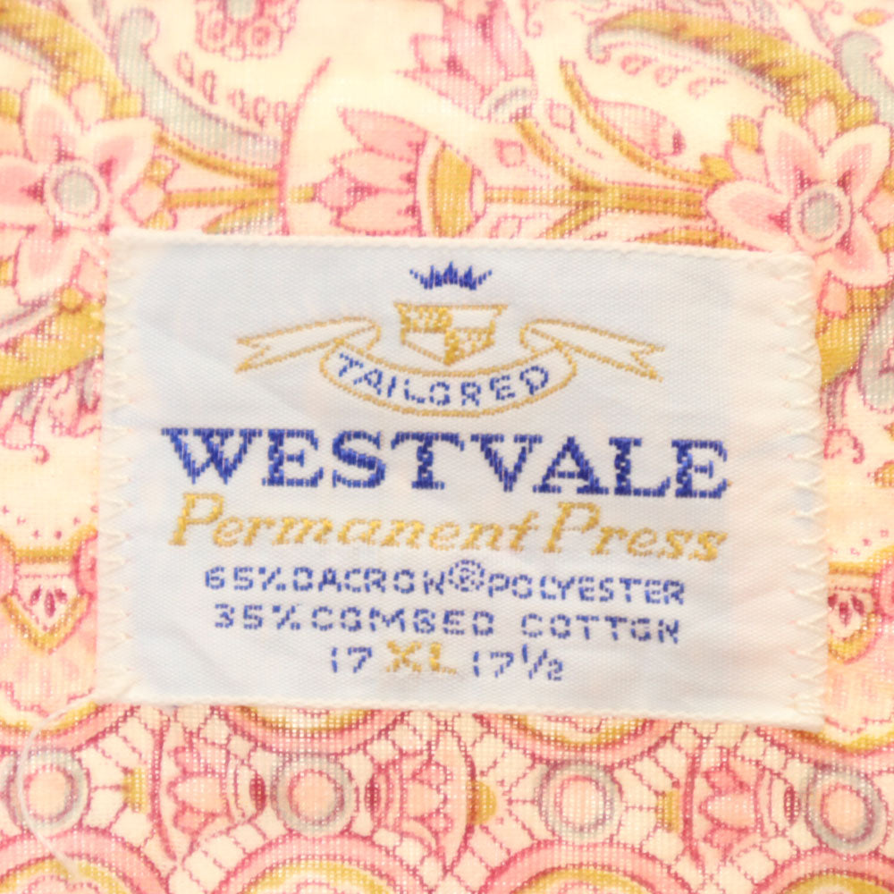 WESTVALE 70s 花柄 長袖 シャツ XL ピンク 他 WESTVALE オールド ヴィンテージ メンズ