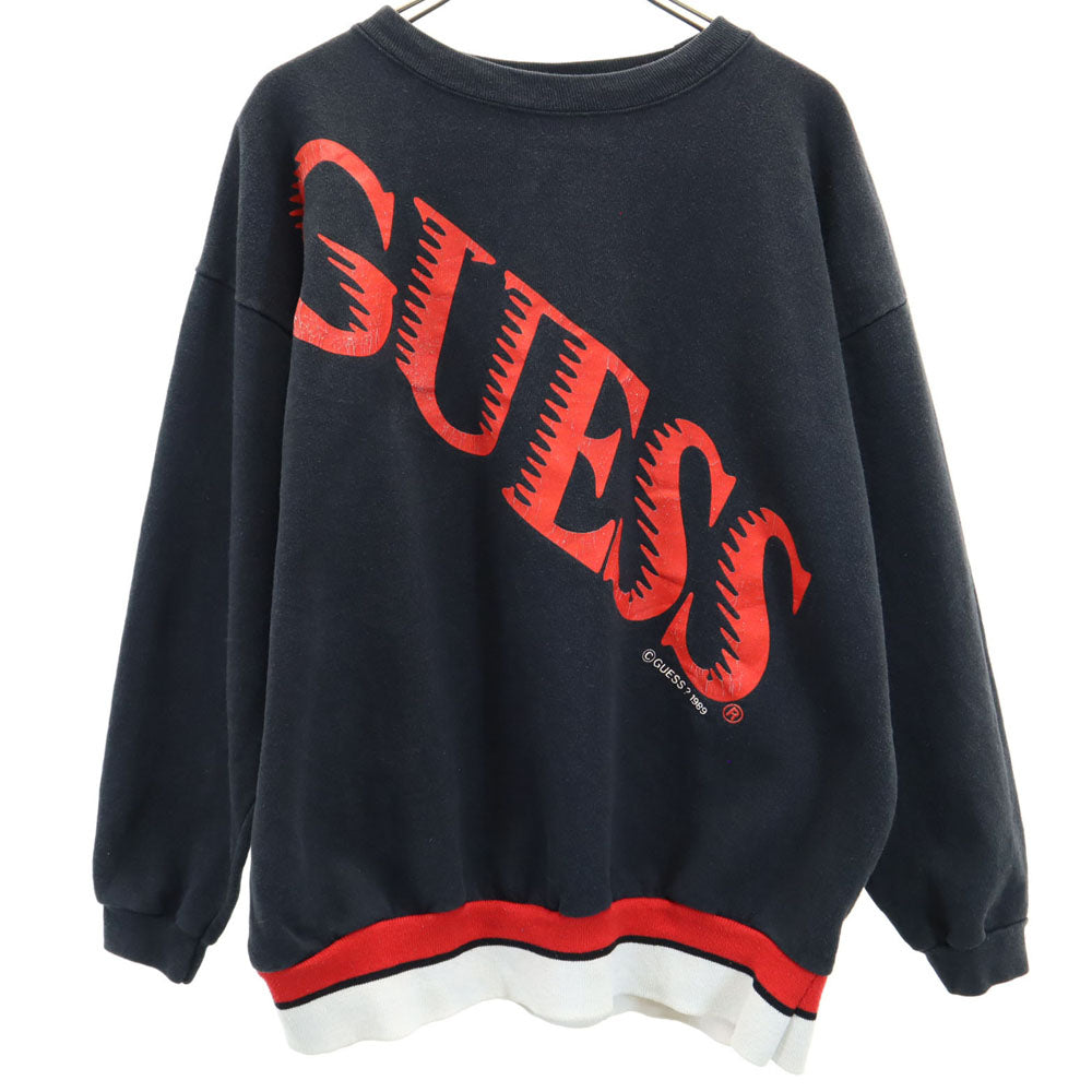 Guess ゲス 80s USA製 長袖 トレーナー ONESIZE ブラック 裏起毛 オールド ヴィンテージ レディース